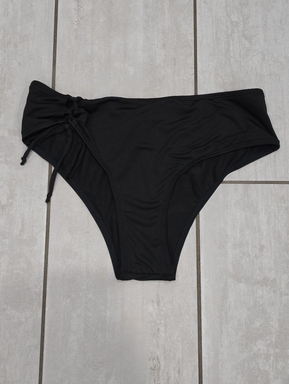 NWOT SHEIN Solid Black High-Waist Side-Tie Swim Bottoms